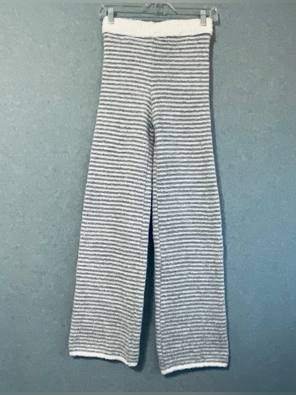 Kids Gray & White Striped Knit Pants